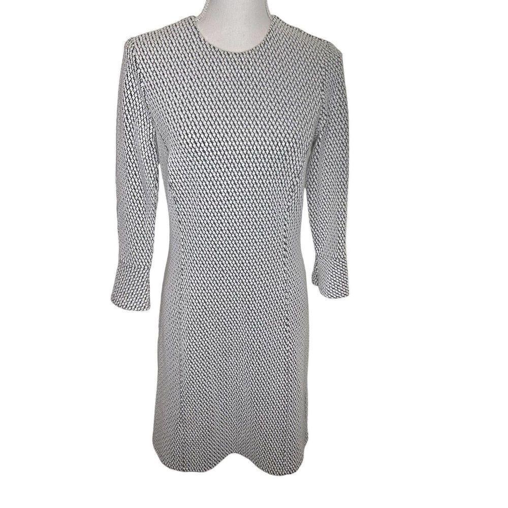 J. McLaughlin Black And White Women's Knit 3/4 sleeves Midi Dress Sz S